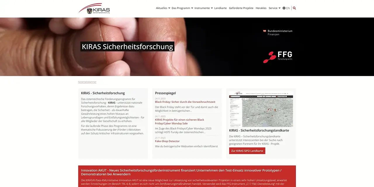 View of the existing project: KIRAS: website, research map and data integration