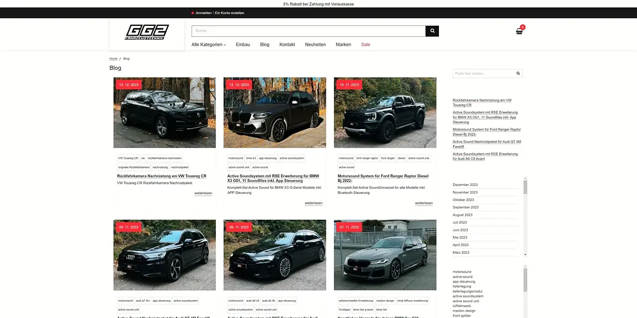 View of the existing project: GG2: e-commerce and custom store functionality