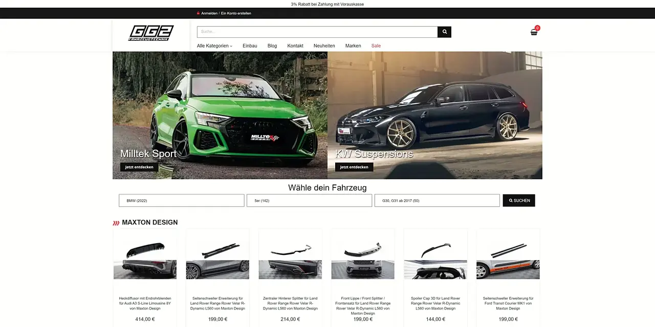 View of the existing project: GG2: e-commerce and custom store functionality