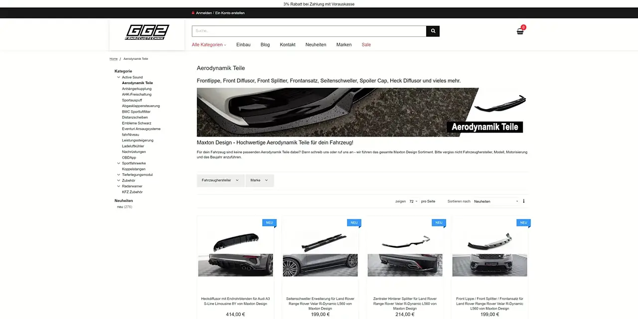 View of the existing project: GG2: e-commerce and custom store functionality