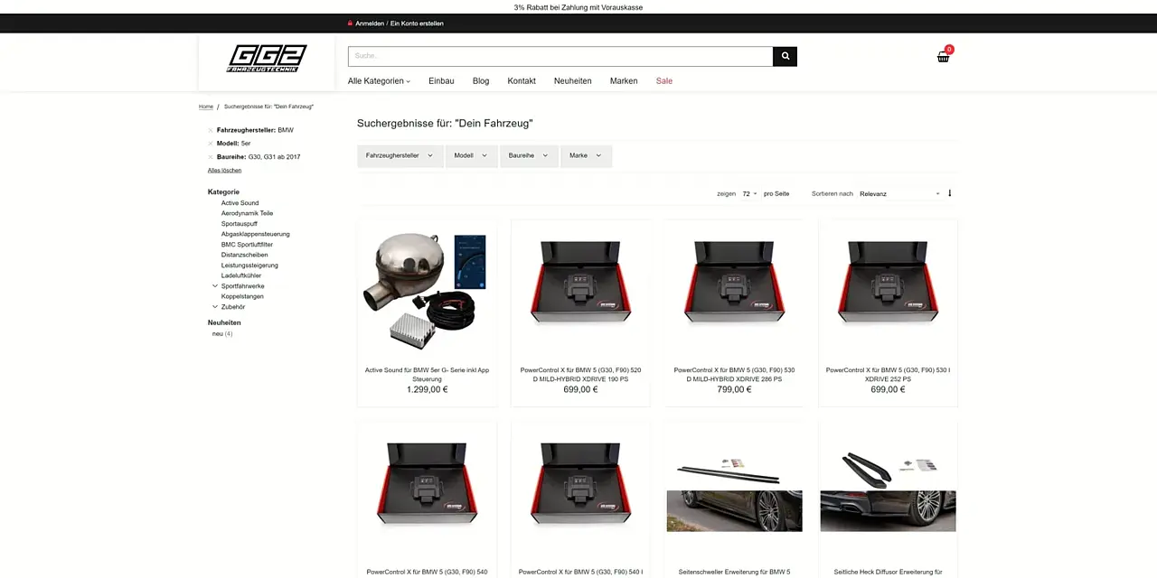 View of the existing project: GG2: e-commerce and custom store functionality