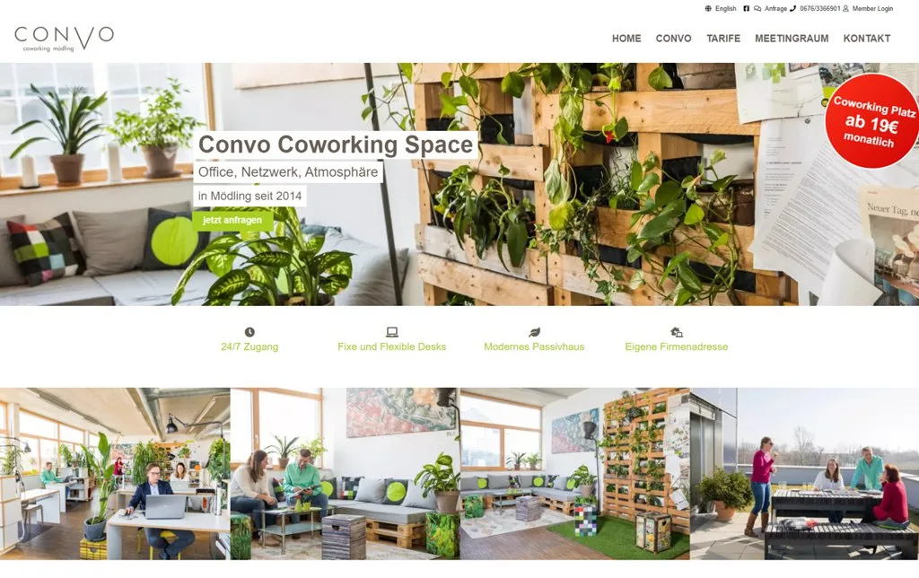View of the existing project: Convo Coworking: website relaunch