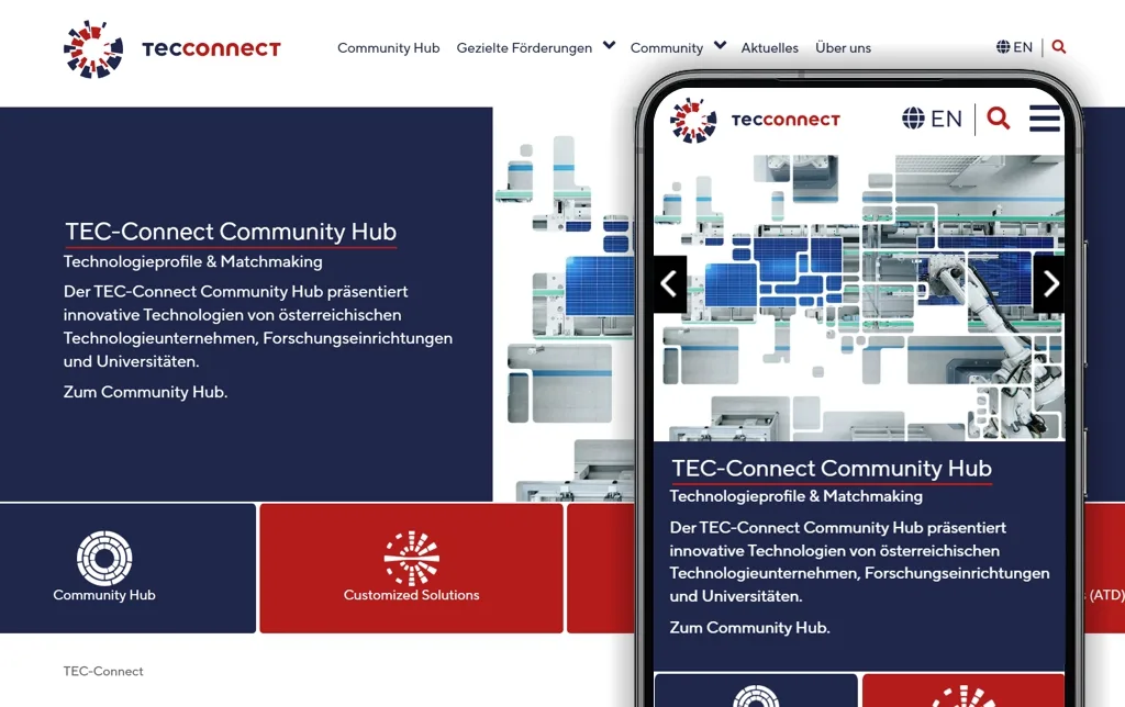 View of the existing project: TEC-Connect: rebranding and a new website