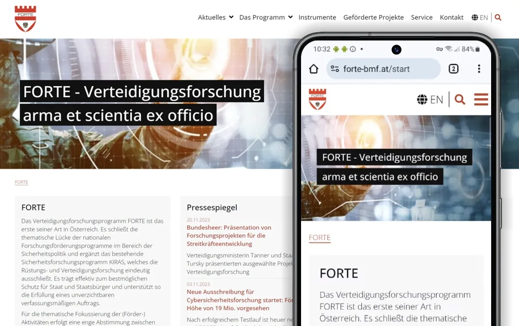 View of the existing project: FORTE: a relaunch for defence research